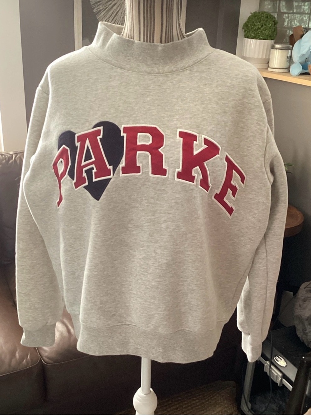 Gray 'PARKE' Applique Sweatshirt with Navy Heart